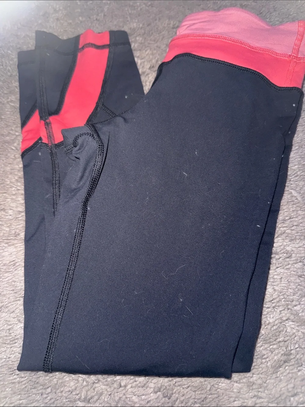 lululemon athletica Kids Black Leggings with Pink Waistband & Pocket Trim